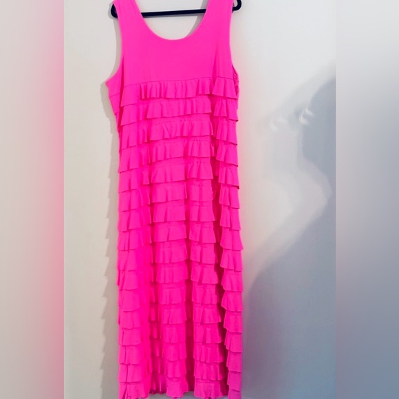 LuLu B Vibrant Pink Ruffle Tiered Maxi Dress Size 1X - Picture 8 of 16